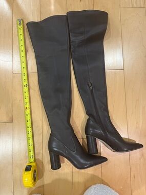 Elegant Black Over-the-Knee Block Heel Boots